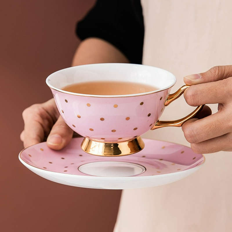 Coffee Tea Set - Tazas de Café de Cerámica Rosa