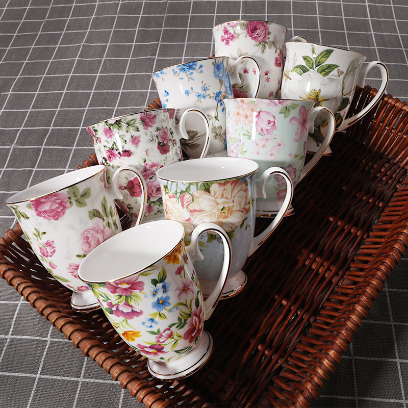 Coffee Tea English - Taza creativa de porcelana de hueso,