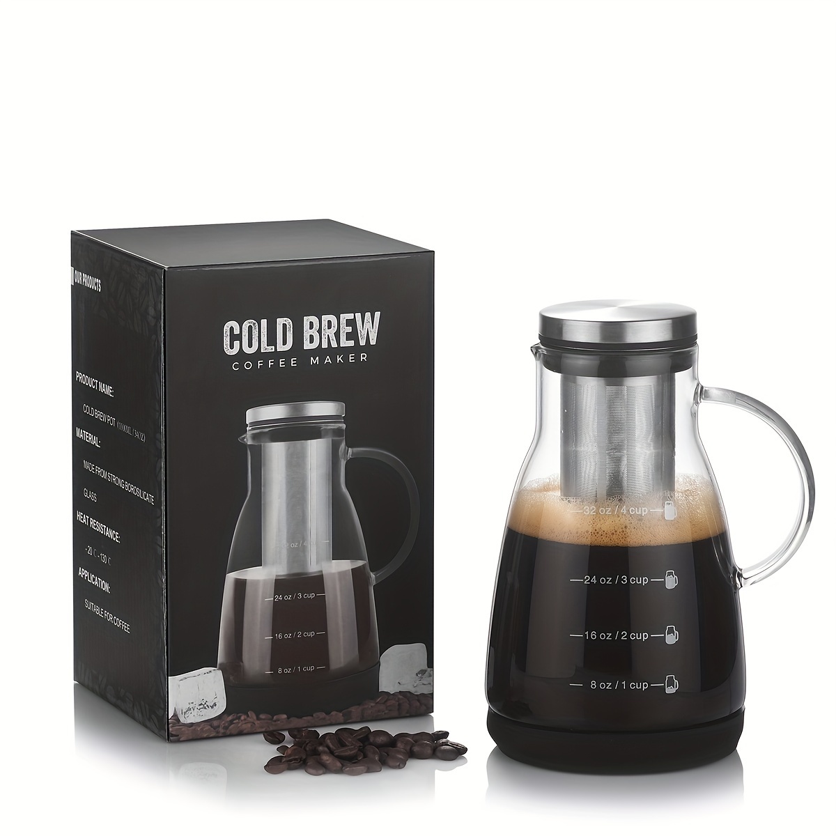 Coffee And Tea Glass - Jarra de Vidrio Clásica de 24oz