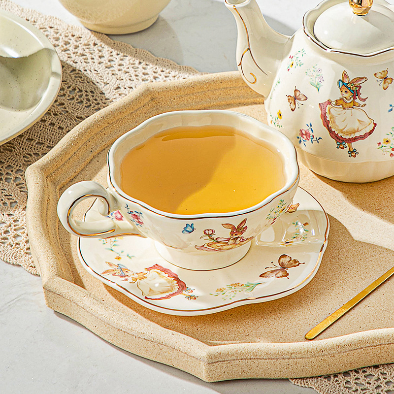Taza y plato de café retro ing - Coffee Tea English reseña y precio