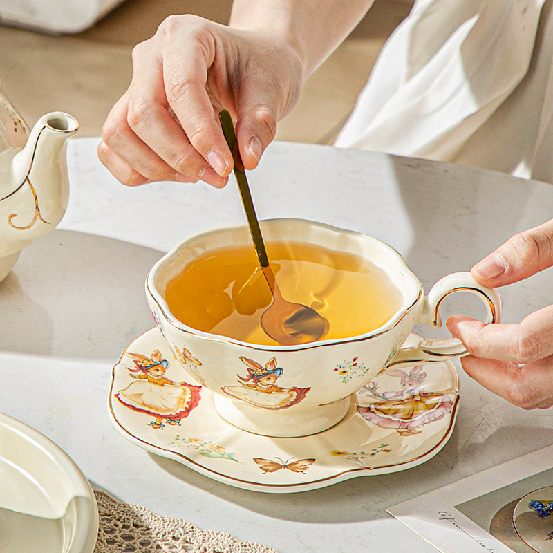 Taza y plato de café retro ing - Coffee Tea English reseña y precio
