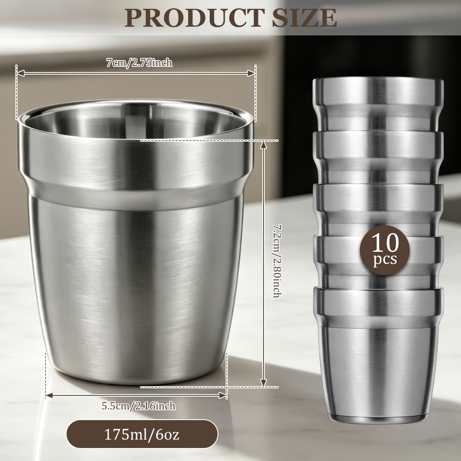 5/10 piezas de tazas apilables - Double Wall Mug reseña y precio